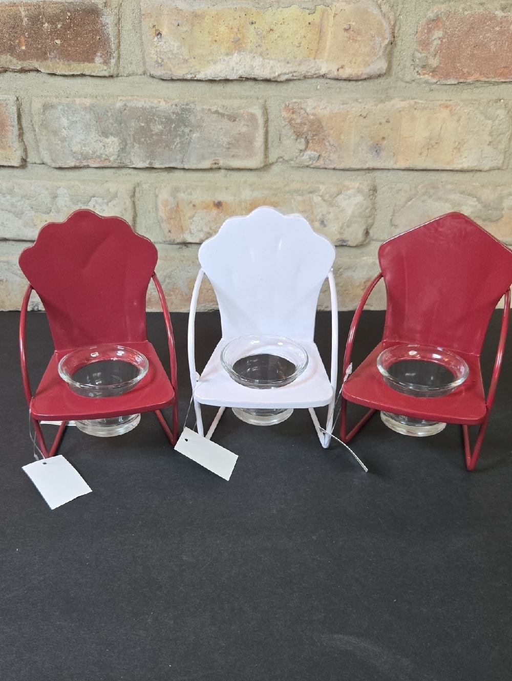 At Home Interiors Set of 3 Mini Metal Chair Tealight Candle Holders NEW